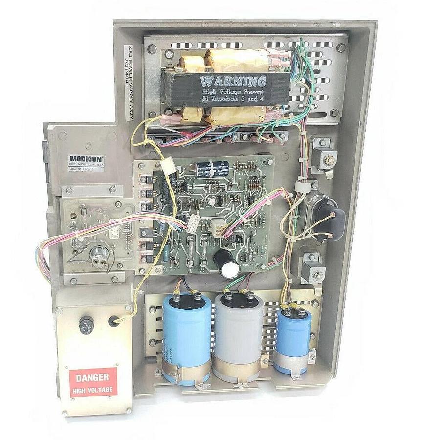 Used MODICON 484 CONTROLLER AS-C484-165 AS-P484-600 POWER SUPPLY, AS-C484-015 CHASSIS