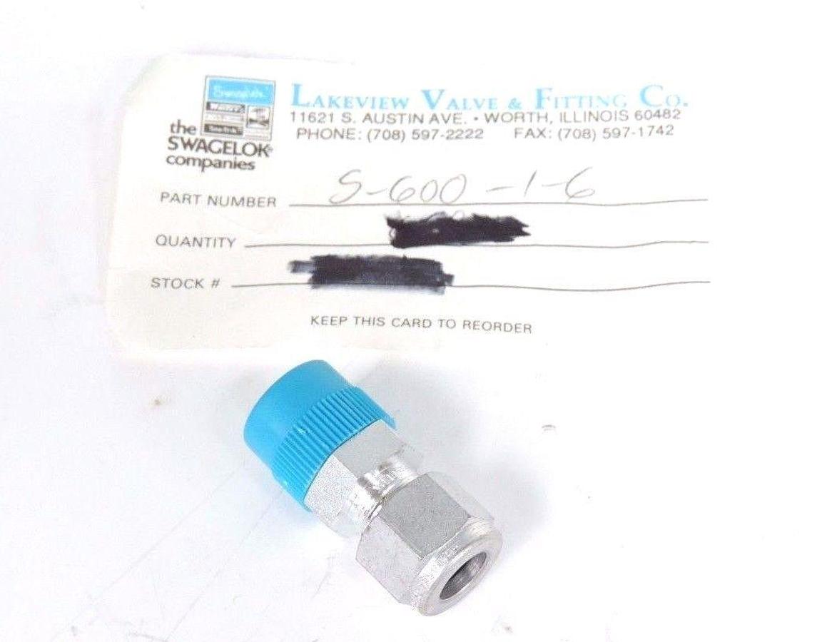 Used SWAGELOK S-600-1-6 MALE CONNECTOR TUBE FITTING 3/8" TUBE OD x 3/8" MALE NPT