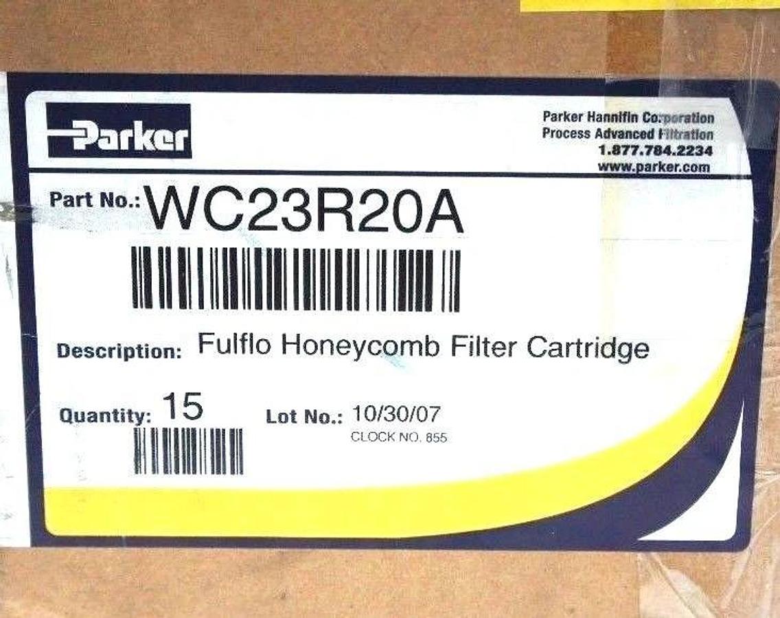 Used BOX OF 15 NEW PARKER WC23R20A FULFLO HONEYCOMB FILTER CARTRIDGE