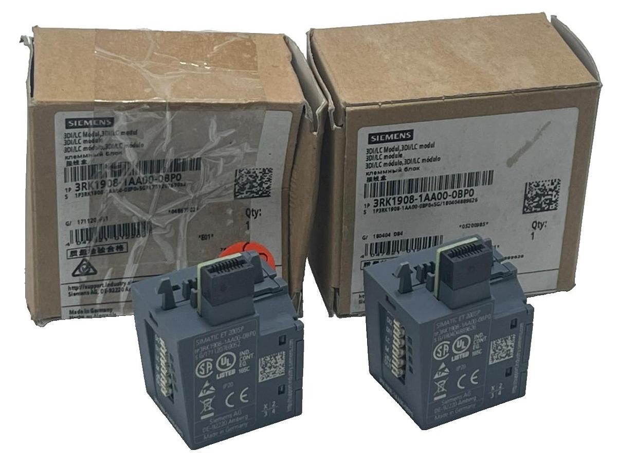Used (2) Siemens 3RK1908-1AA00-0BP0 SIMATIC ET 200SP 3DI/LC Control Module, NSMP