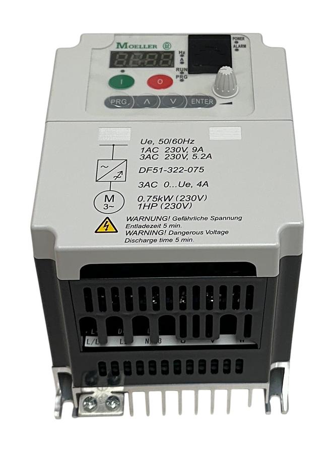 Used EATON MOELLER DF51-322-075 / DF51322075 FREQUENCY INVERTER 0.75kW/1HP 4A NSMP