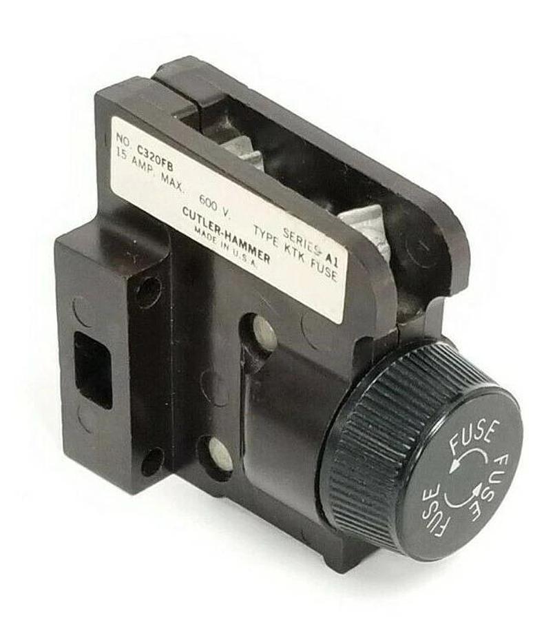 Used CUTLER HAMMER C320FB FUSE HOLDER SER. A1 600V 15A W/ KTK-15 FUSE