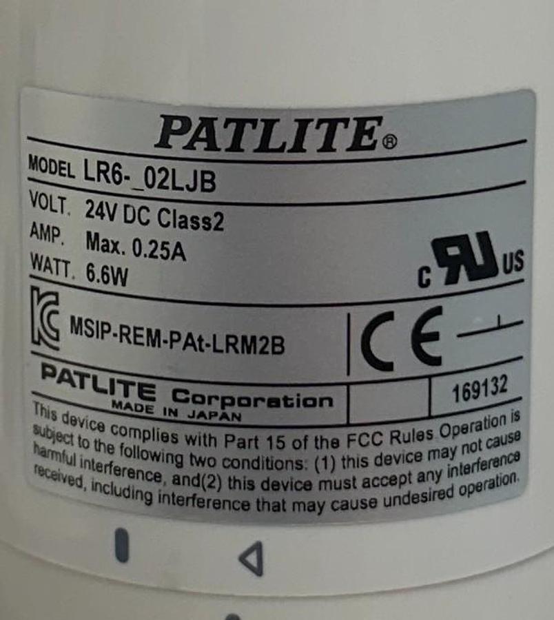 Used PATLITE LR6-302LJBW-RYG / LR6302LJBWRYG MODULAR SIGNAL TOWER 3-STACK 24VDC USNP