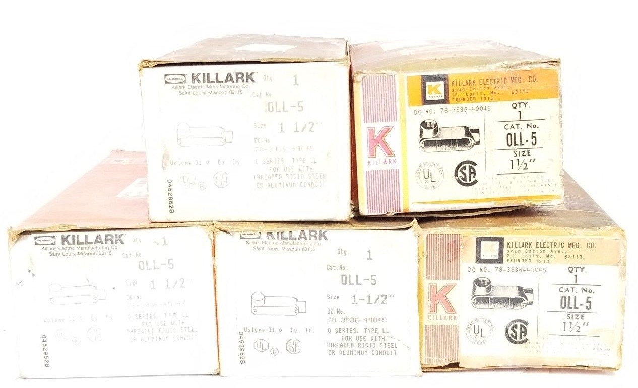 Used LOT OF 5 NIB HUBBELL KILLARK OLL-5 CONDUIT BODIES 1-1/2'' TYPE: LL
