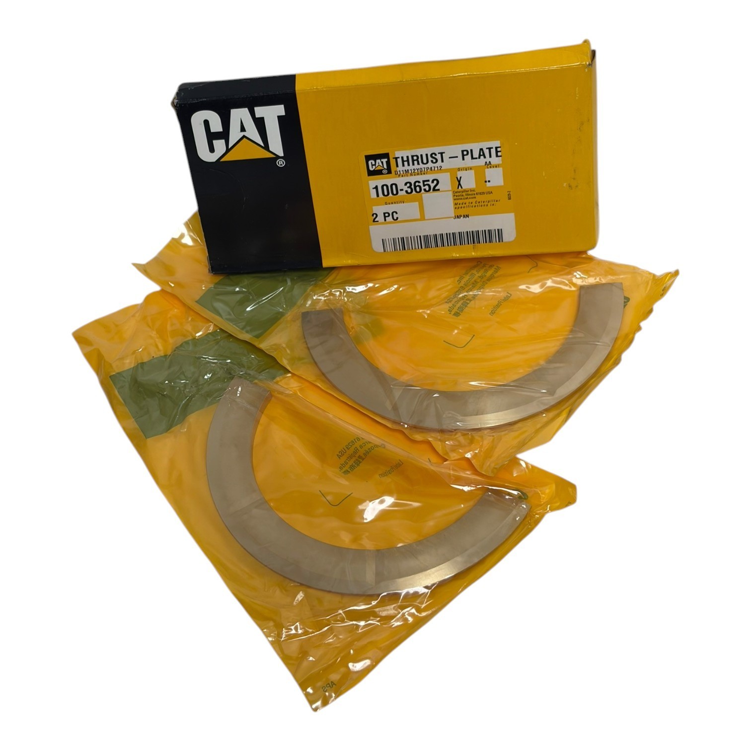 Used Genuine CAT Caterpillar 100-3652 Crankshaft Thrust Plate Washer Set 2 PC OEM New