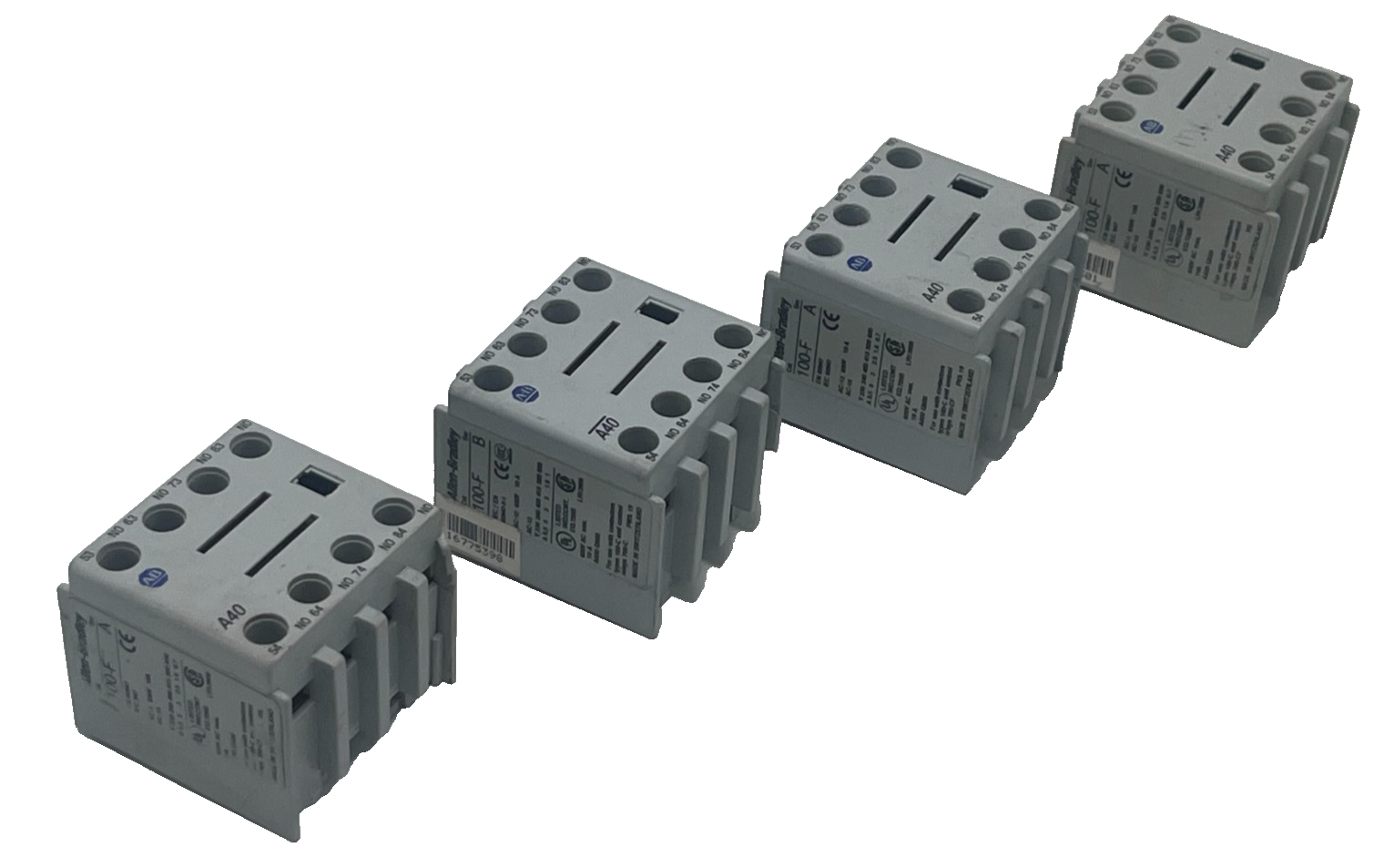 Used LOT OF 4 Allen Bradley 100-FA40 SER A Auxiliary Contact Block 100-F 10A 600V