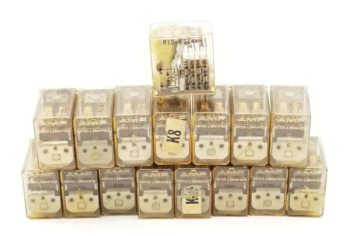 Used LOT OF 17 AMF R10-E2441-1 RELAYS 115VAC, A34257-08, R10E24411