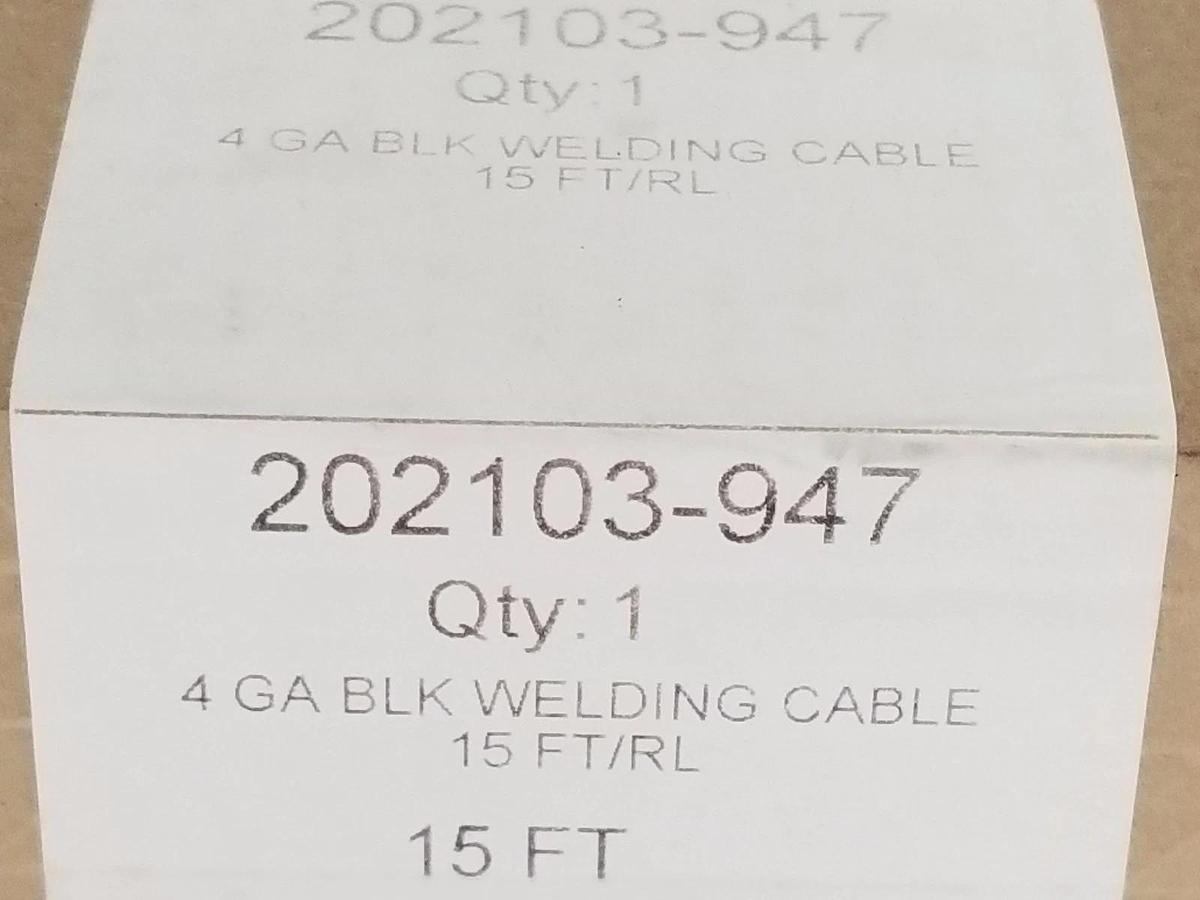 Used NIB 202103-947 WELDING CABLE 4 GA BLK 15FT/RL 600V, 202103947