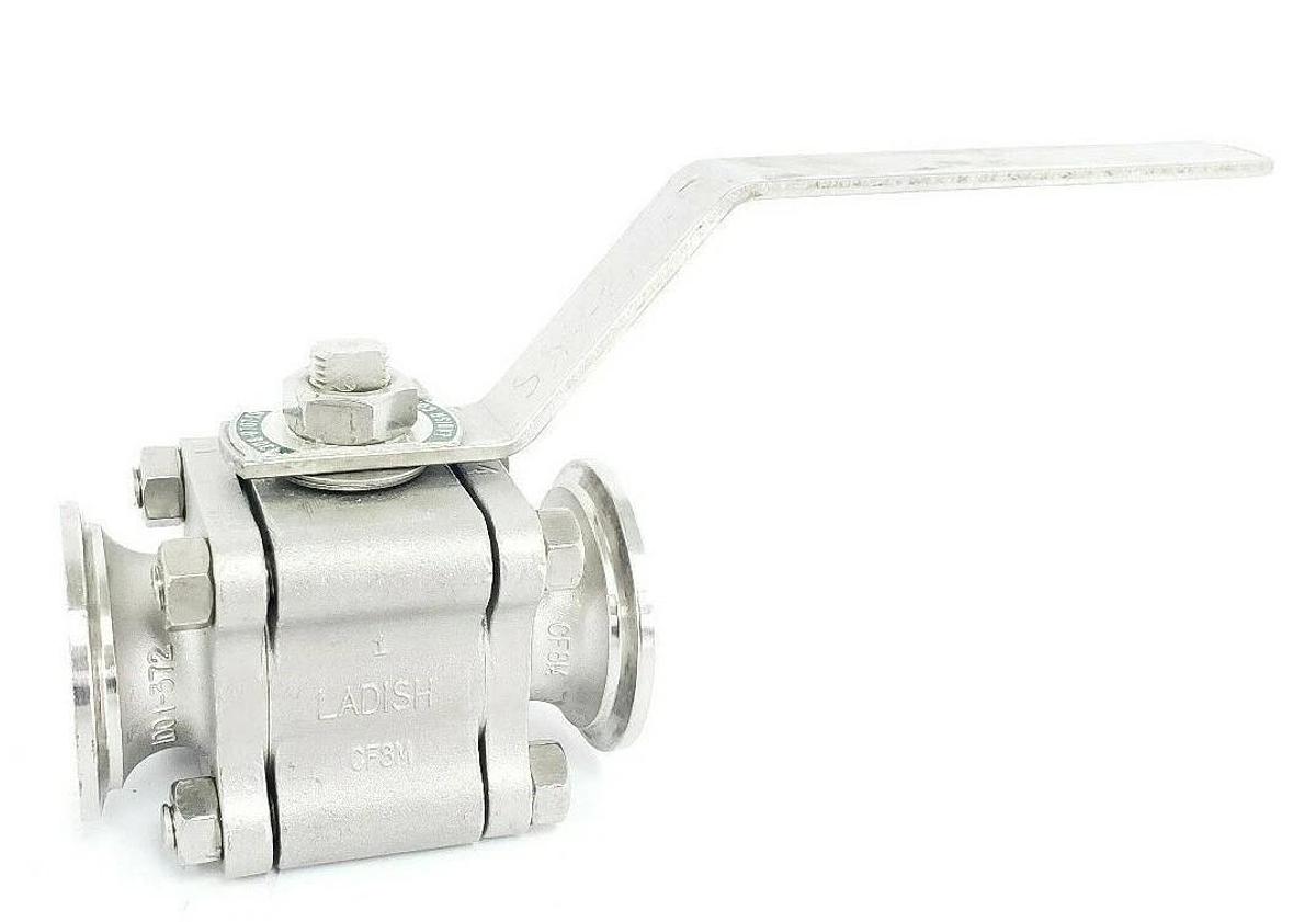 Used LADISH 1001-371 CF8M BALL VALVE 1001-372, 4308-0707-10, 250/100PSI, 100/320DEG F