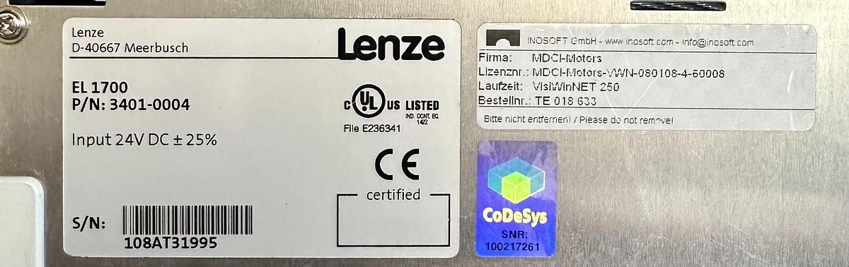 Used NEW LENZE 3401-0004 / 34010004 HMI WINDOWS TOUCH PANEL EL 1700 / EL1700 24VDC