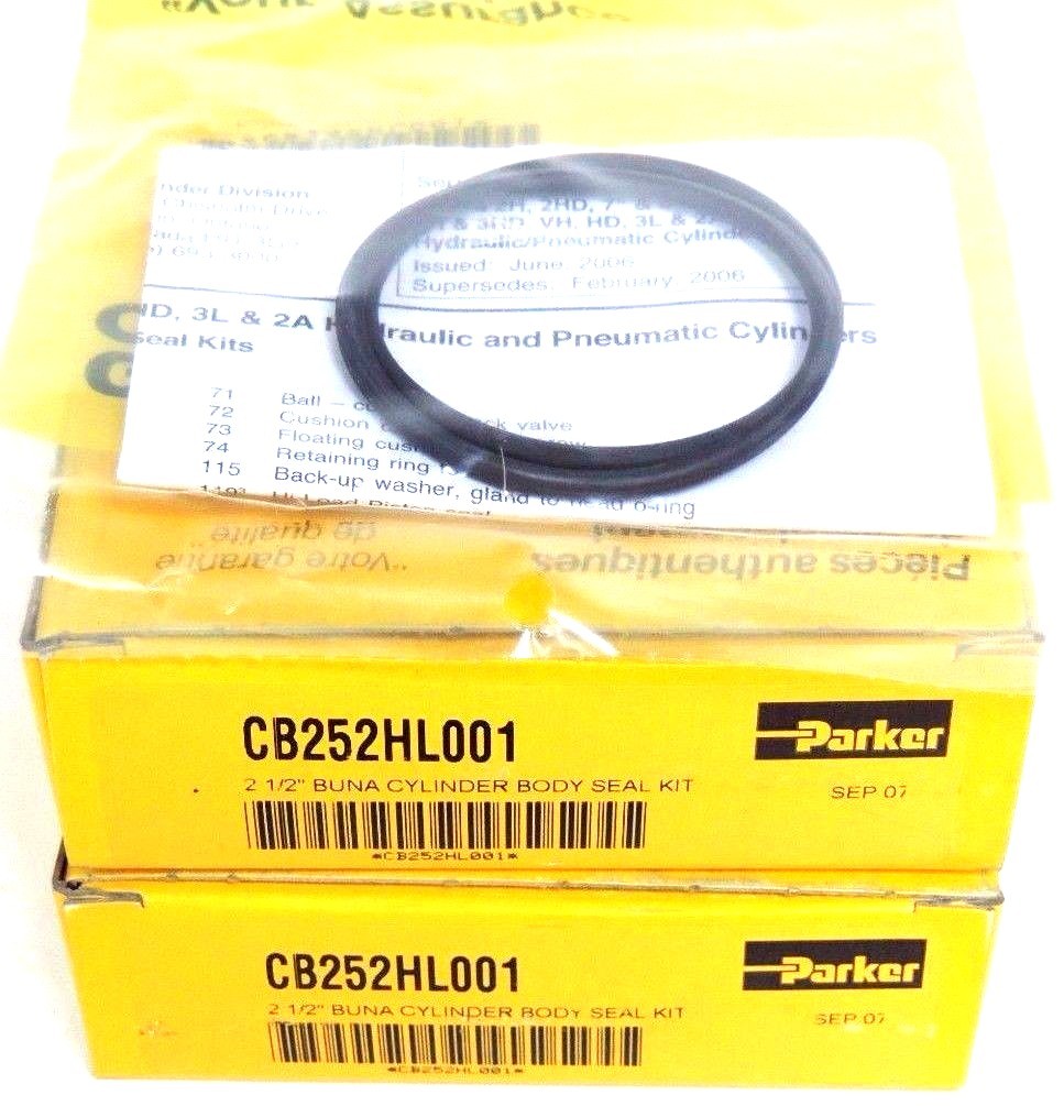 Used 2 NIB PARKER CB252HL001 2-1/2'' BUNA CYLINDER BODY KITS