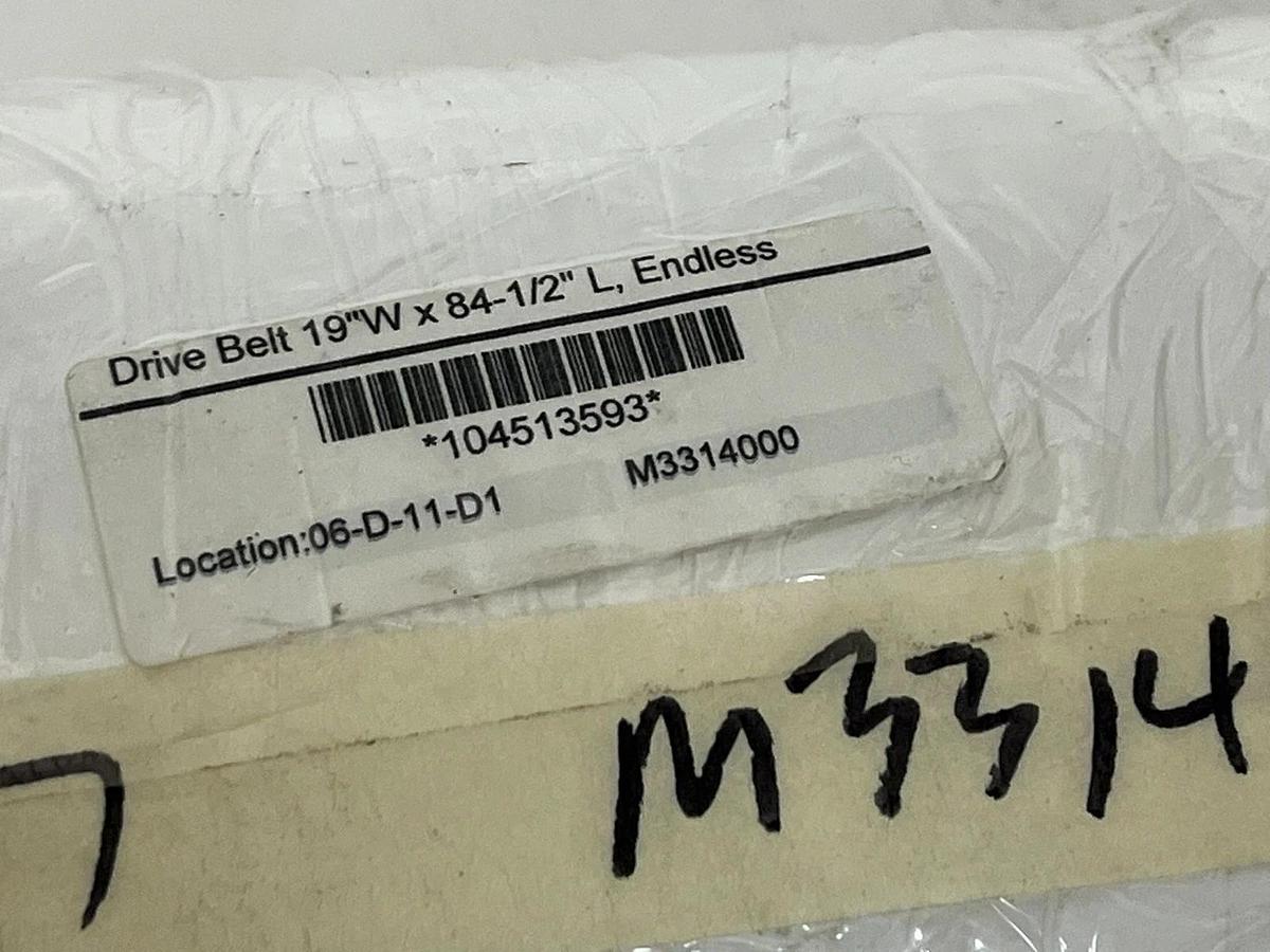 M3314000 Endless Drive Belt 19" W x 84-1/2" L Z-Splice .024" Thk New Surplus