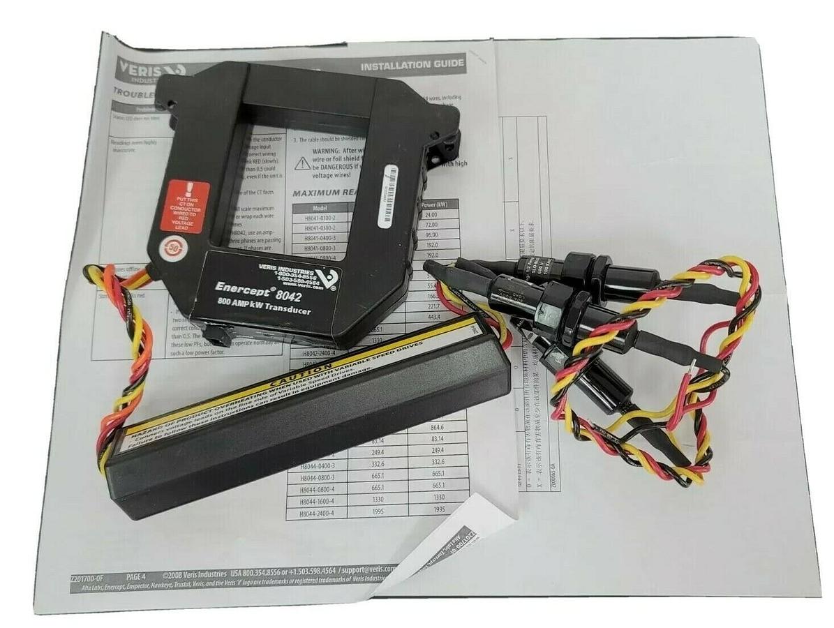 Used NEW VERIS H8042-0800-3 ENERCEPT H8000 POWER METER HAWKEYE H804208003