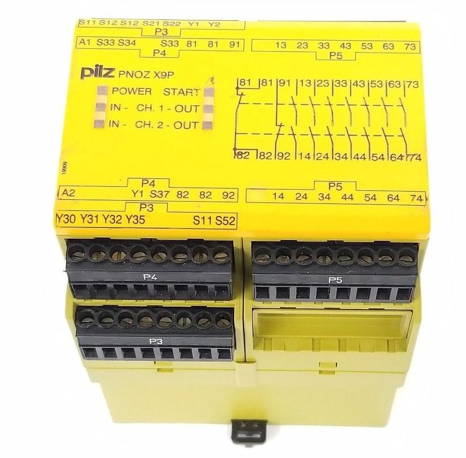 Used PILZ PNOZ-X9P-24VDC-7N/O-2N/C-2SO SAFETY RELAY PNOZ-X9P, 24VDC, 5.5W
