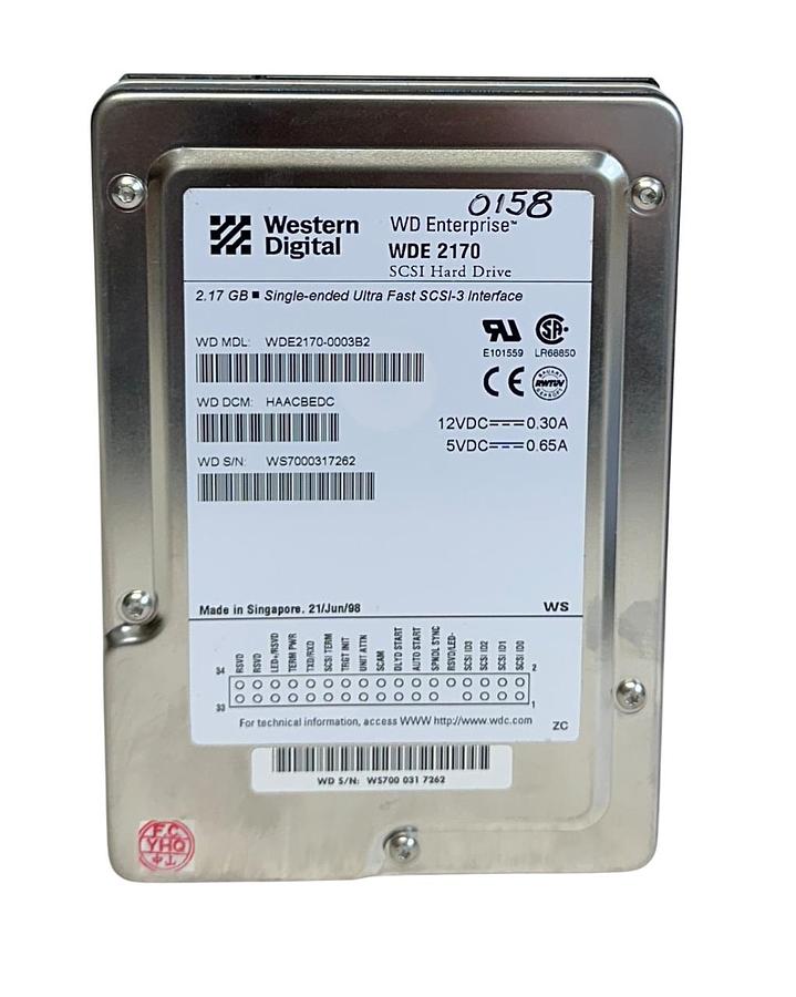 Used WESTERN DIGITAL 4061-001094-006 / WDE2170-0003B2 SCSI-3 HARD DRIVE WDE 2170 USNP