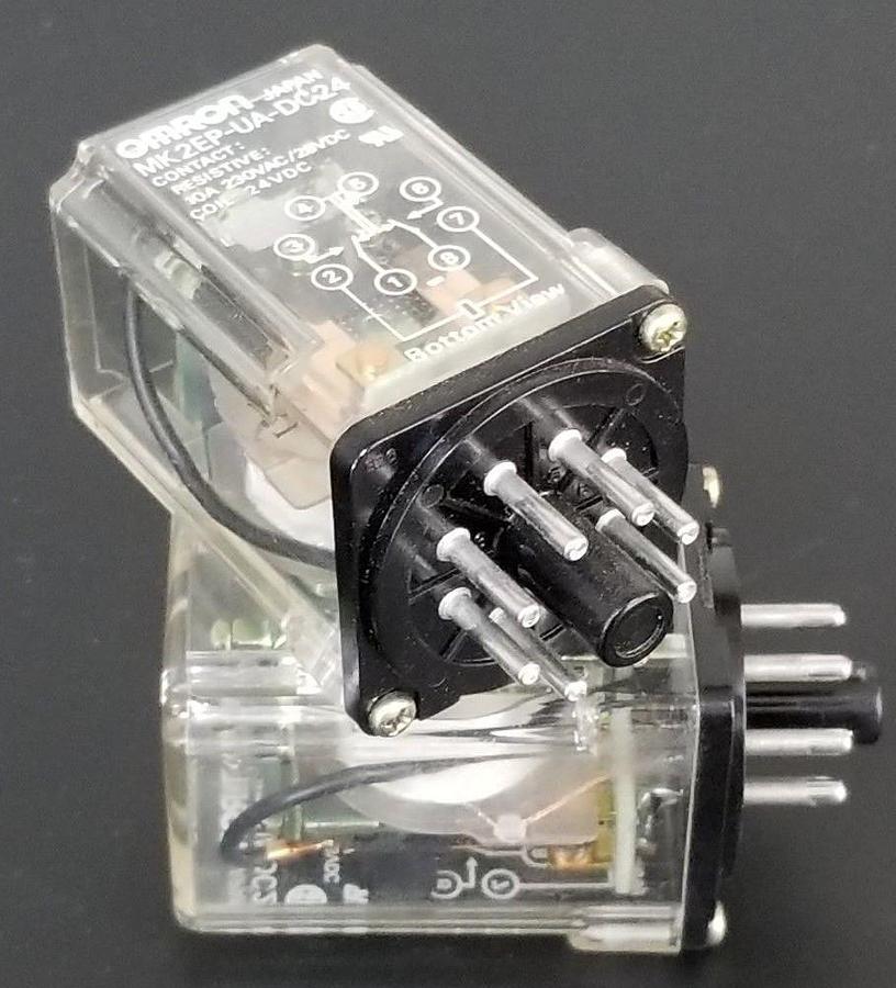 Used LOT OF 2 OMRON MK2EP-UA-DC24 RELAYS MK2EPUADC24, 10A, 24VDC COIL