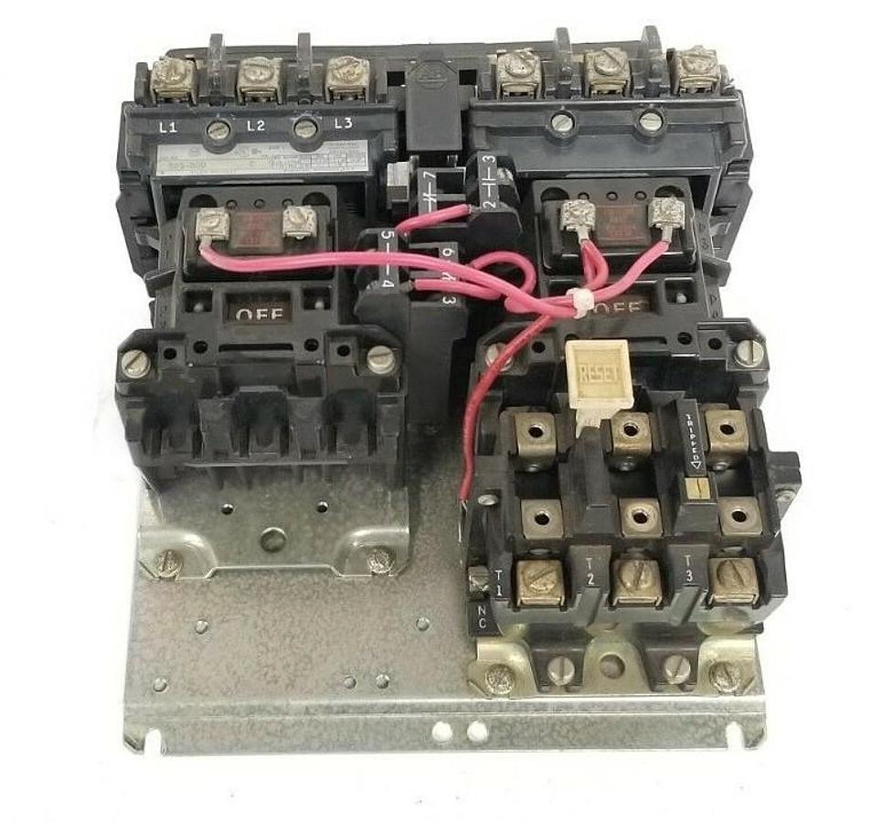 Used ALLEN BRADLEY 505-BOD STARTER SER. C SIZE 1 W/ (2) 595-AB SWITCHES & (2) CB236
