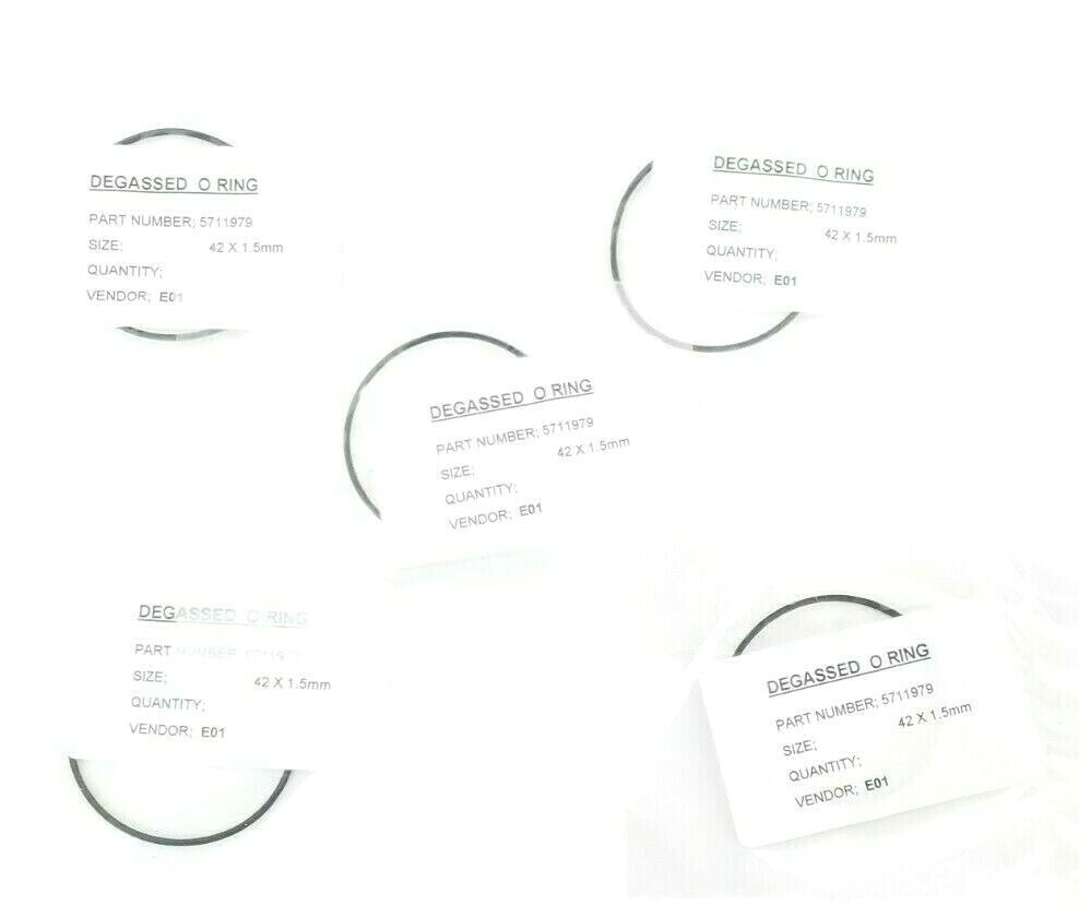 LOT OF 5 NEW WATERS 7000001056 DEGASSED O-RINGS SIZE: 42X1.5MM, P/N: 5711979
