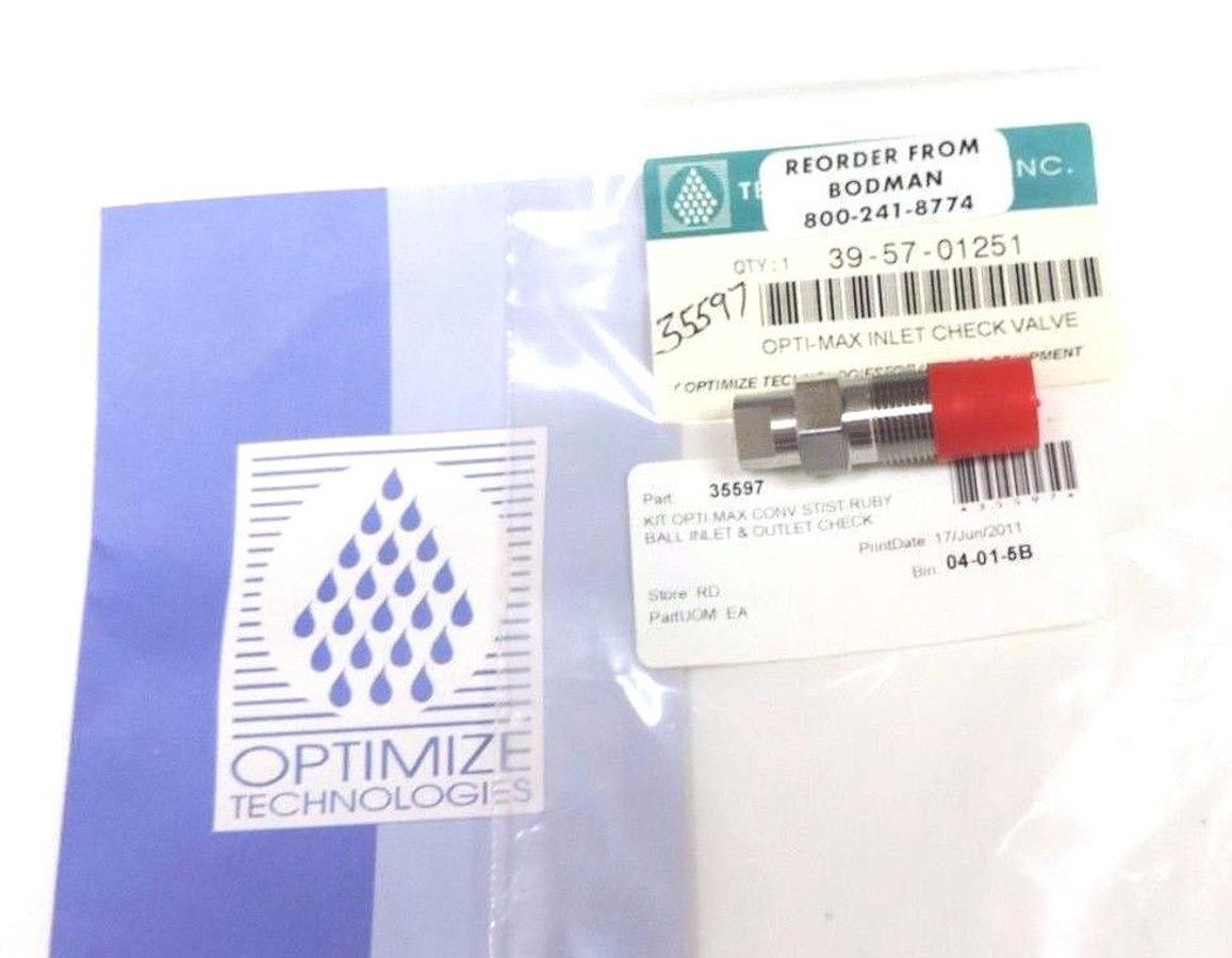 Used NEW OPTIMIZE TECHNOLOGIES 39-57-01251 OPTI-MAX INLET CHECK VALVE 1/8'' RUBY BALL