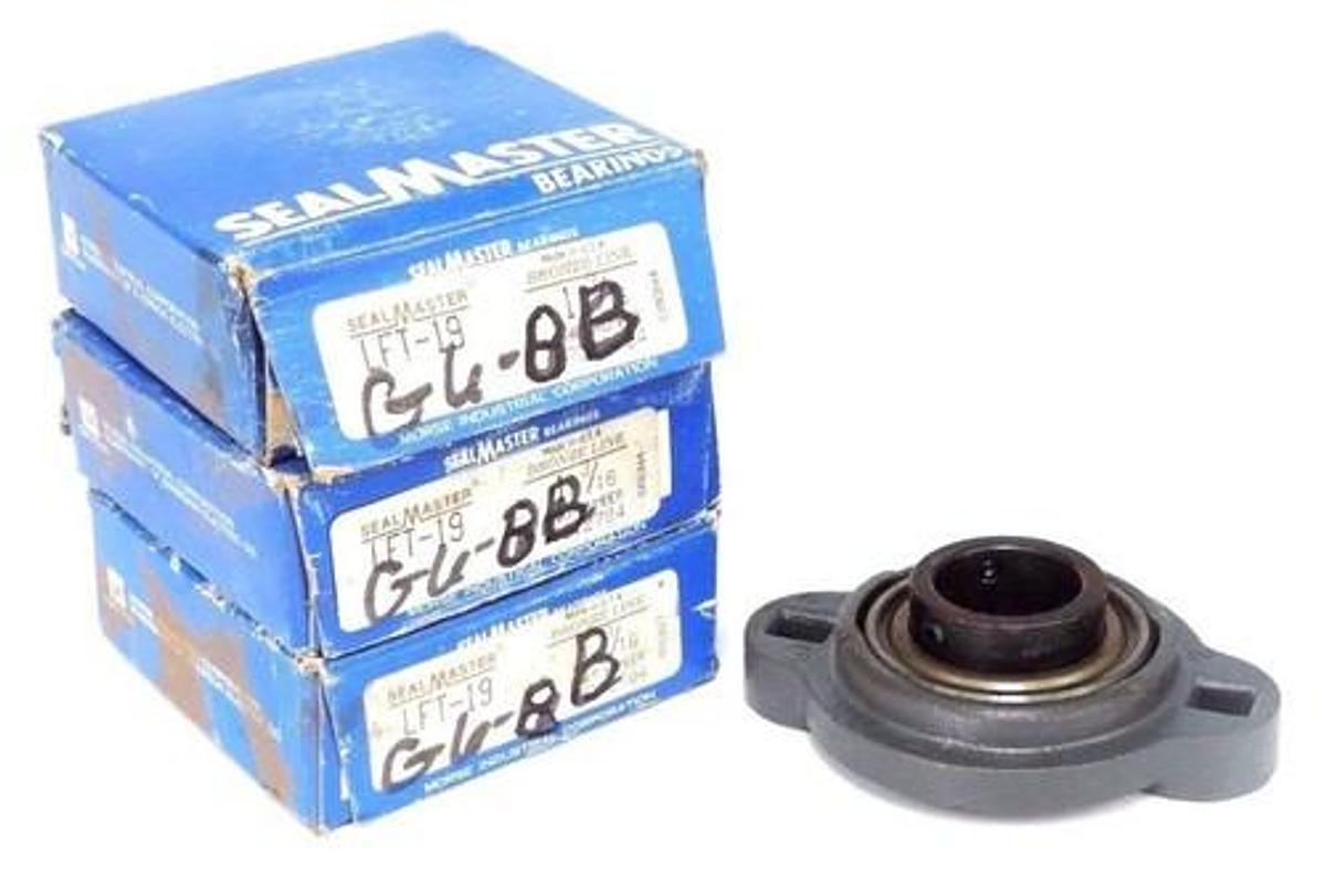 Used LOT OF 3 NIB SEALMASTER LFT-19 DUAL MOUNT BEARINGS 1-3/16" BORE LFT19