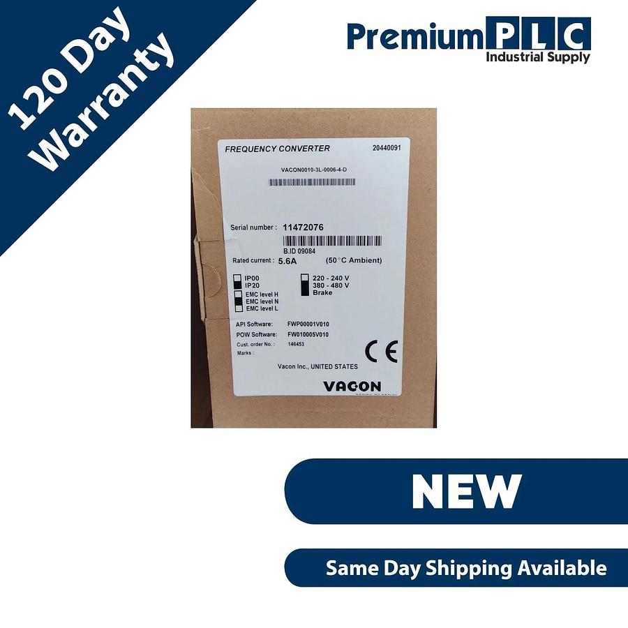 Used NEW DANFOSS VACON VACON0010-3L-0006-4-D COMPACT SERIES FREQUENCY CONVERTER VFD