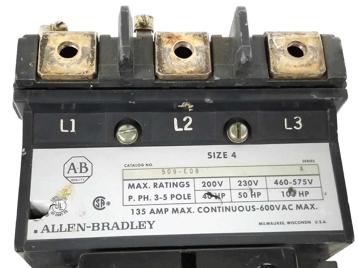 Used ALLEN BRADLEY 509-EOB NON-REVERSING STARTER SER. A W/ CE236 COIL 110-120V