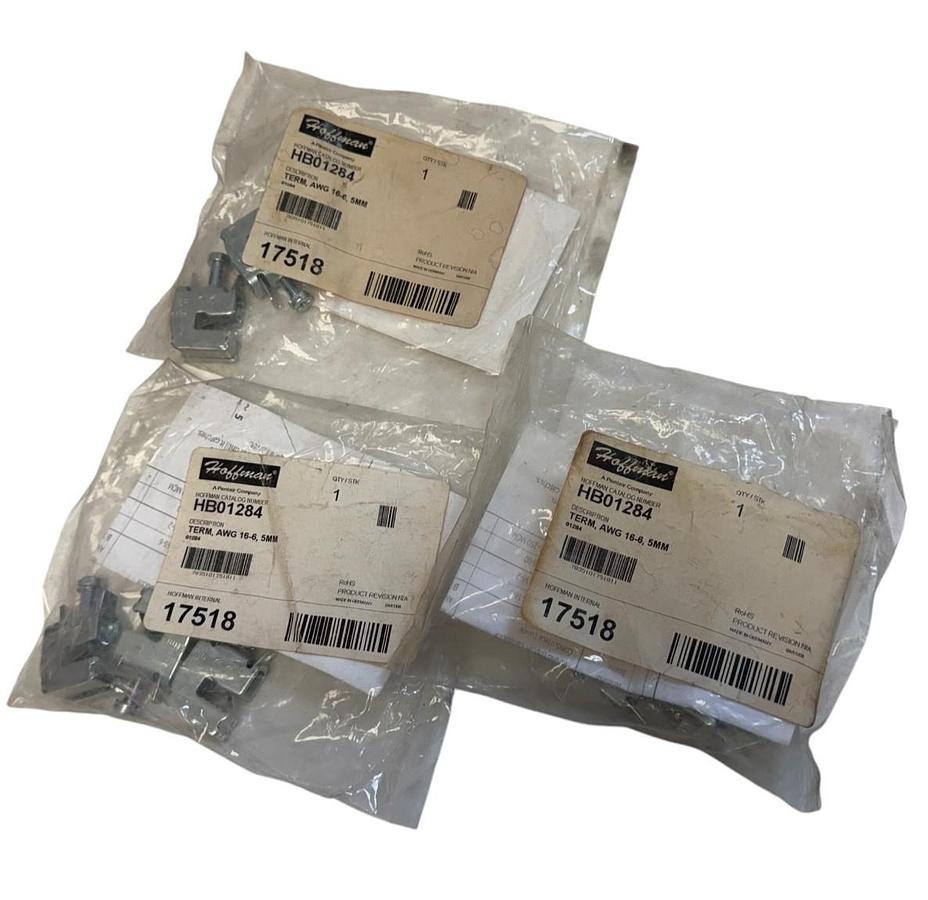 Used LOT OF 9 HOFFMAN HB01284 Terminal Clamps 16-6 AWG for 5mm Busbar 5 bags x 3 each