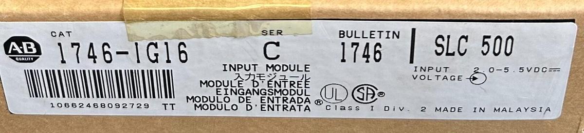 Used NEW ALLEN BRADLEY 1746-IG16 /C SLC 500 16-PT INPUT MODULE -1G16 1746IG16