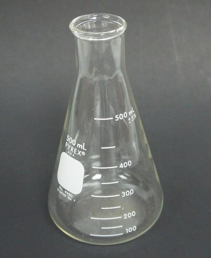 Used LOT OF 7 PYREX 4980 BEAKERS 500ML STOPPER NO. 7