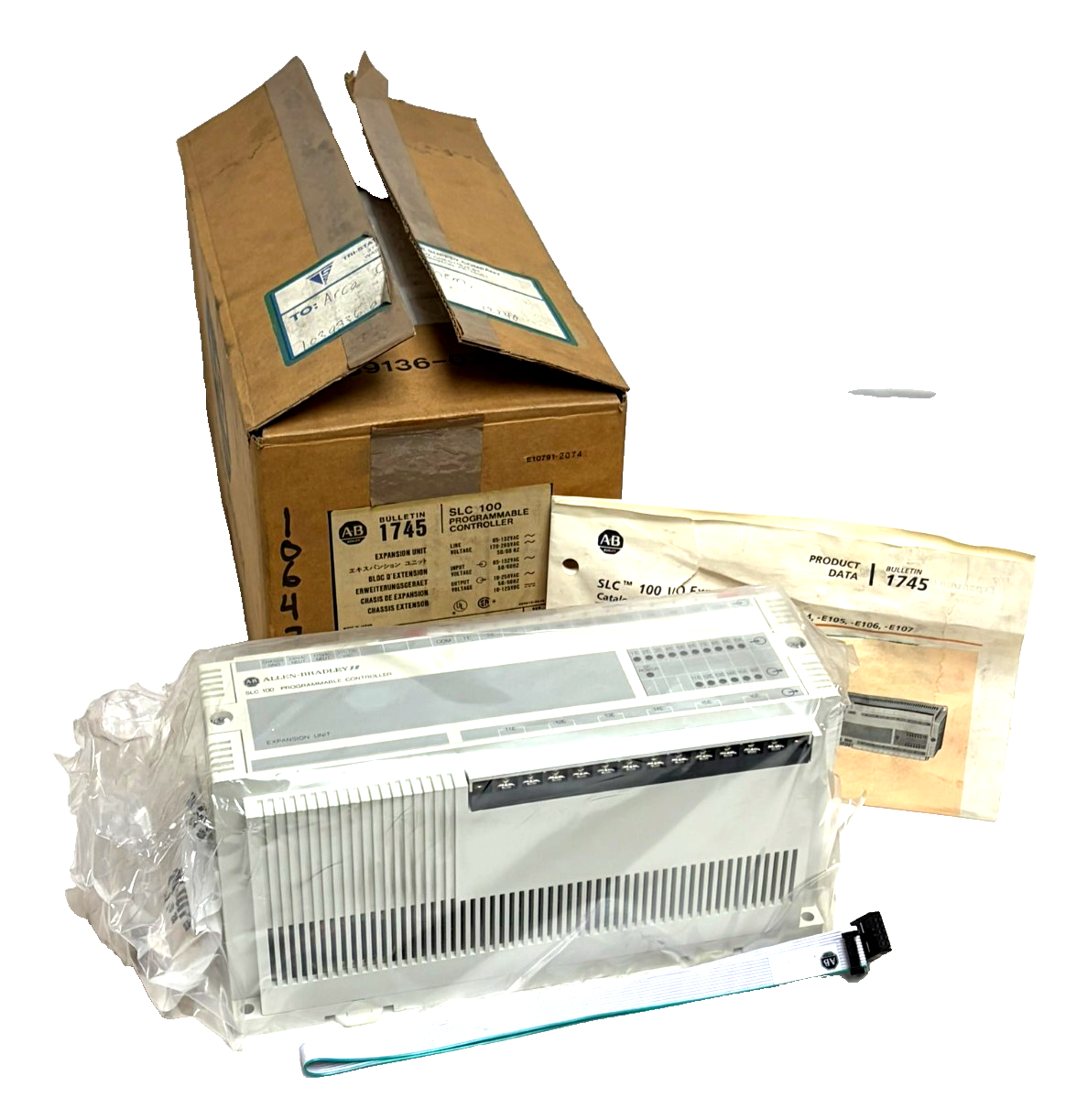 Used Allen-Bradley 1745-E101 SLC 100 Expansion Unit Series B with Cable Manual - NEW