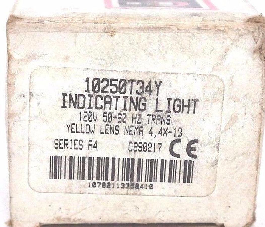 Used NIB CUTLER HAMMER 10250T34Y INDICATING LIGHT SERIES A4, 120V, 50-60Hz, 10250T34Y