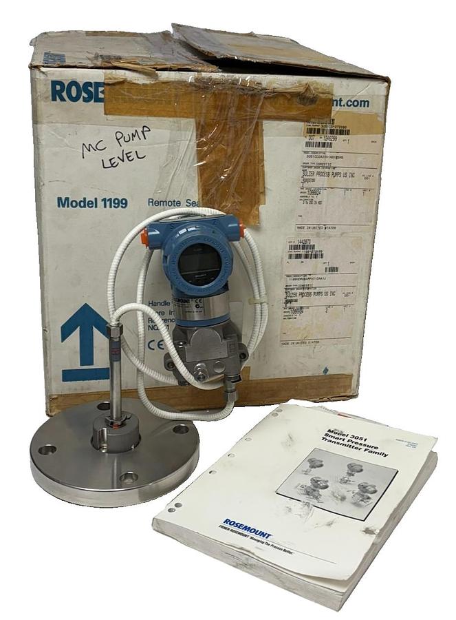 Used Rosemount 3051 Smart Pressure Transmitter & 1199 Remote Diaphragm Seal Assy. New
