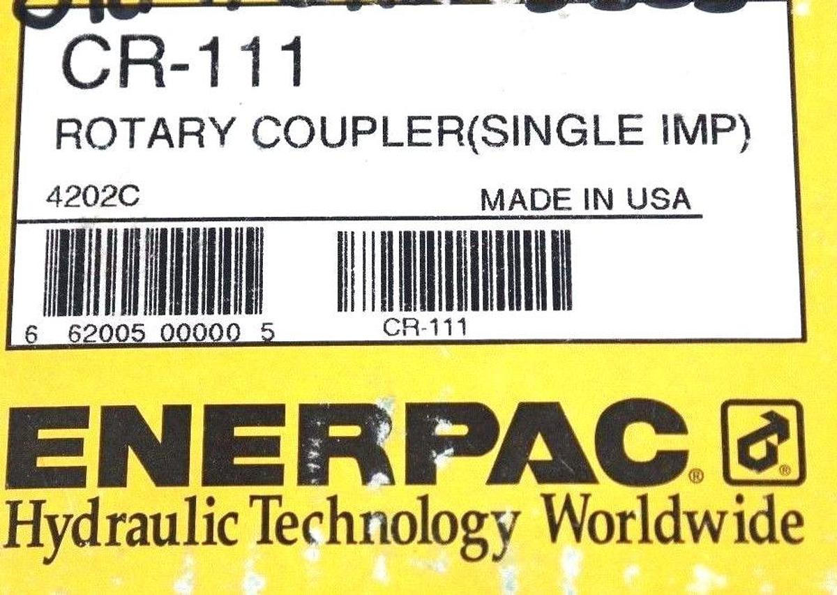Used NIB ENERPAC CR-111 ROTARY COUPLER (SINGLE IMP) CR111