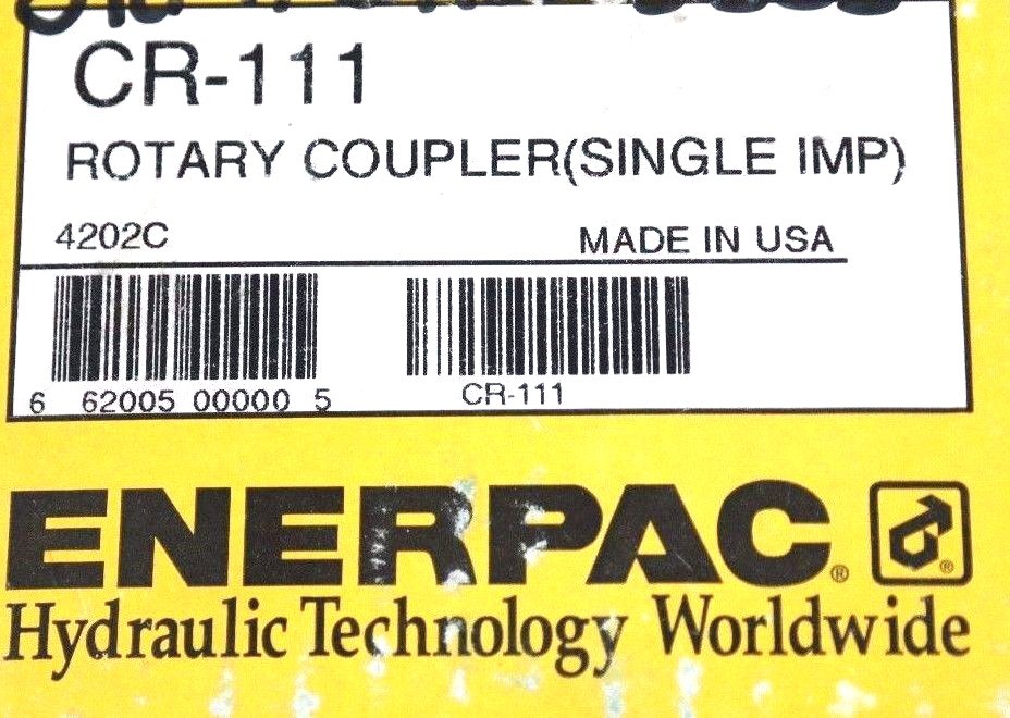 Used NIB ENERPAC CR-111 ROTARY COUPLER (SINGLE IMP) CR111