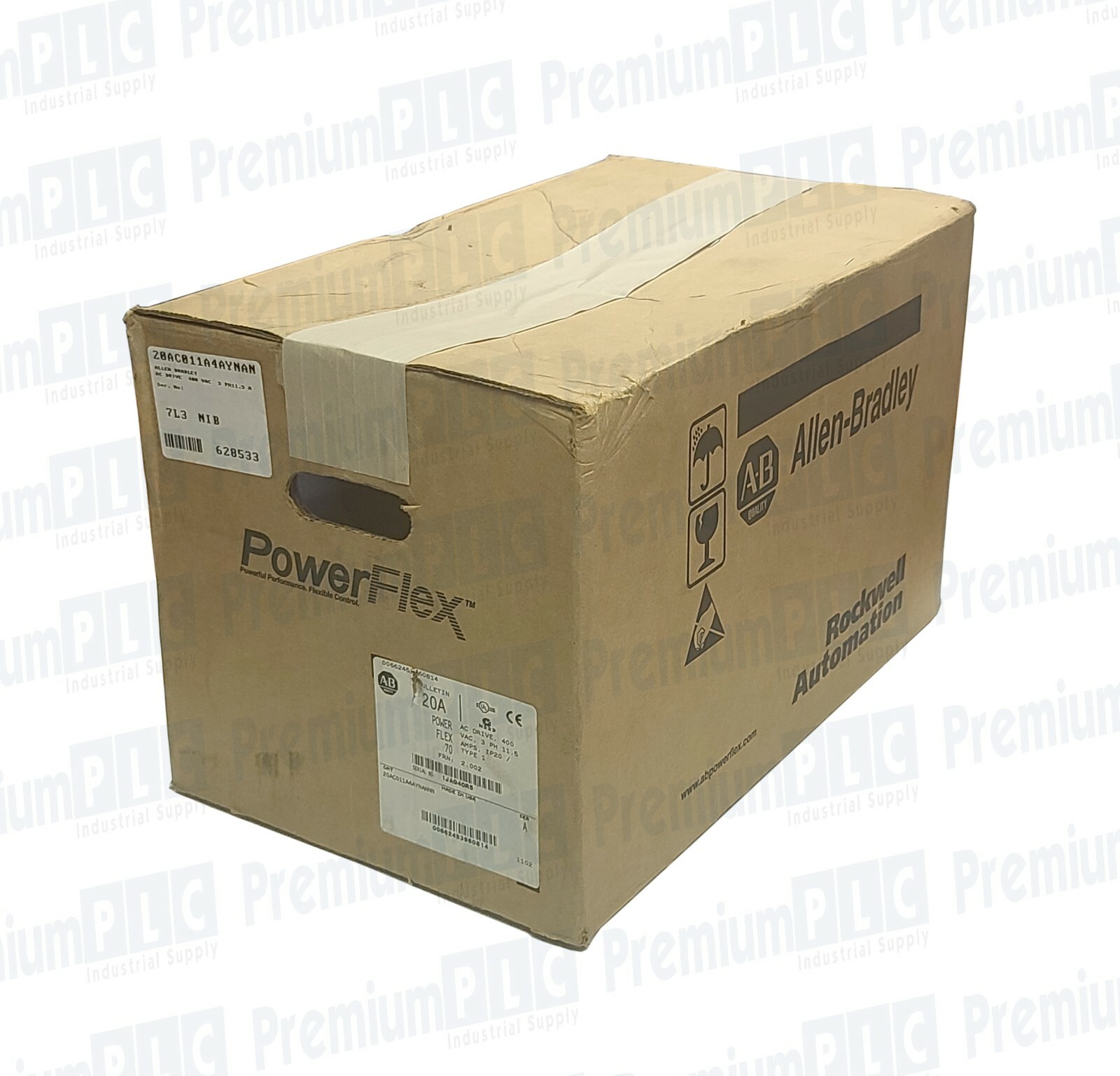 Used NEW ALLEN BRADLEY 20AC011A4AYNANNN /A POWERFLEX 70 AC DRIVE 7.5 HP FRN. 2.002