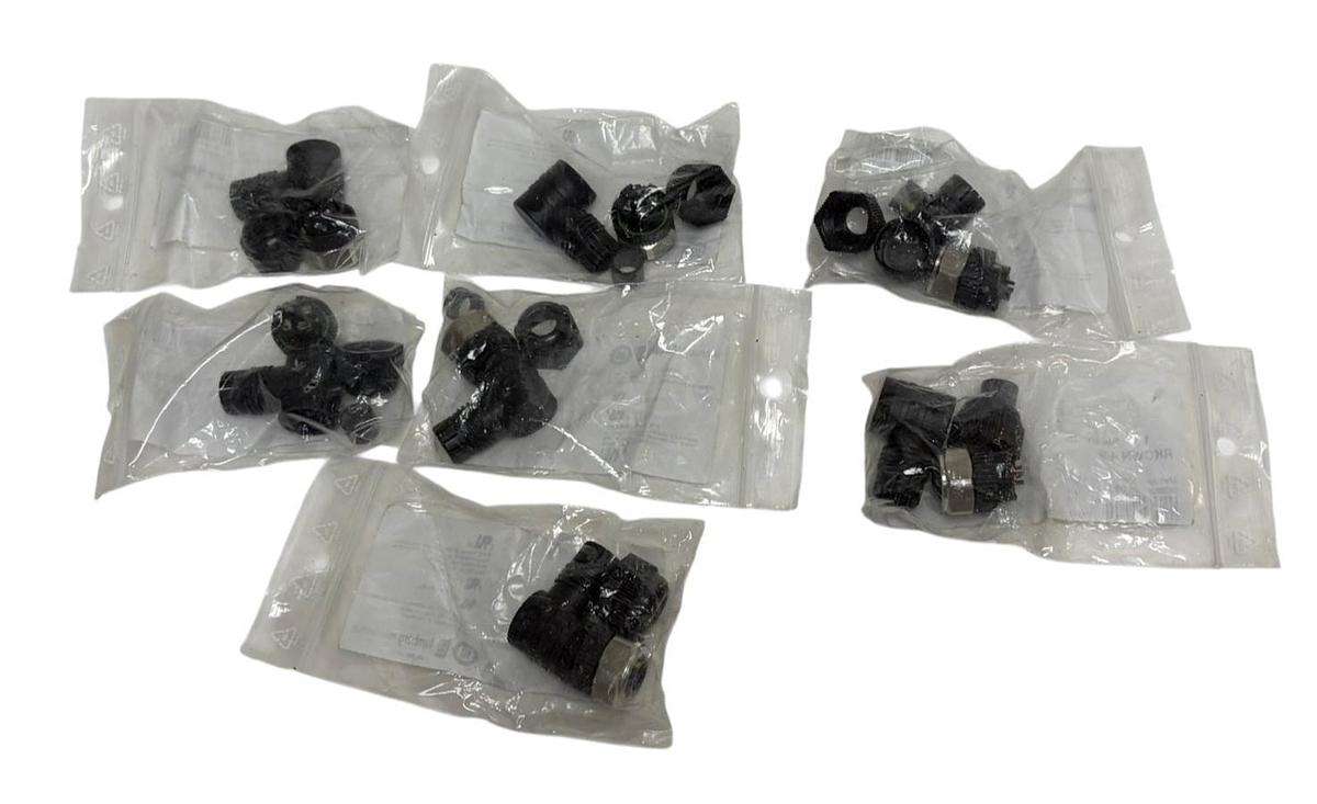 Used Lumberg RKCWN 4/9 M12 Right Angle 4-Pin Female Connectors 30545 - Lot of 7