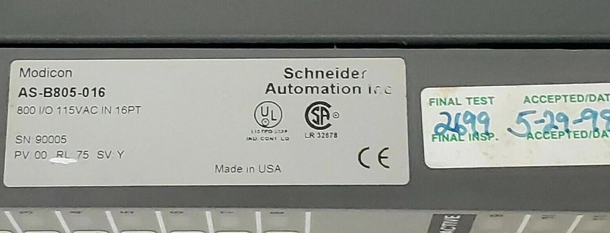 Used LOT OF 4 GOULD / MODICON AS-B805-016 INPUT MODULES 800 I/O 115VAC 16PT