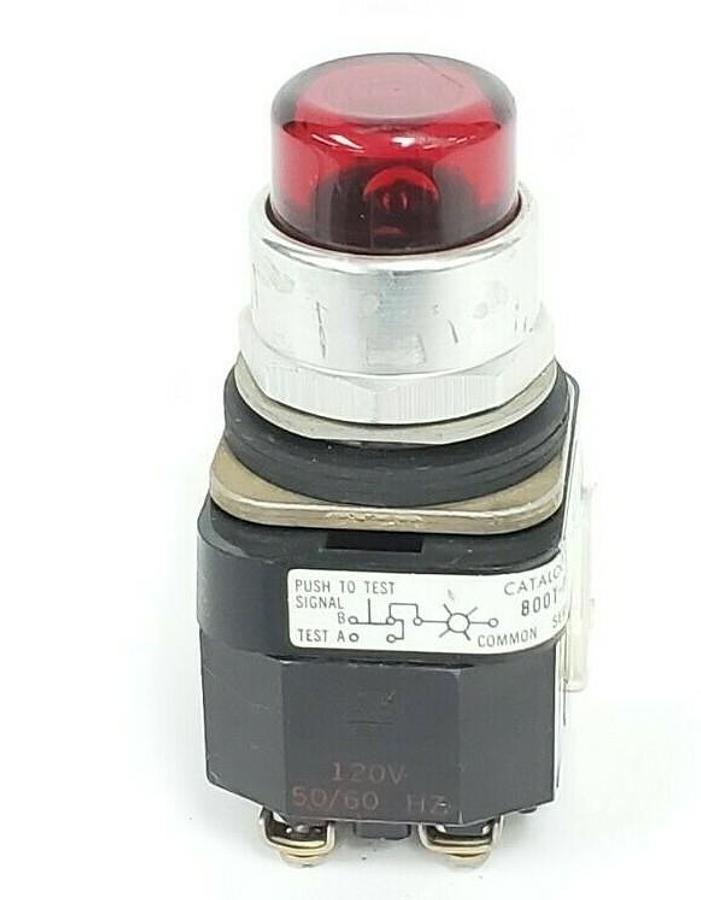 Used ALLEN BRADLEY 800T-PT26 PUSH BUTTON RED LENS SER. N W/ 800T-XA SER. C CONTACT