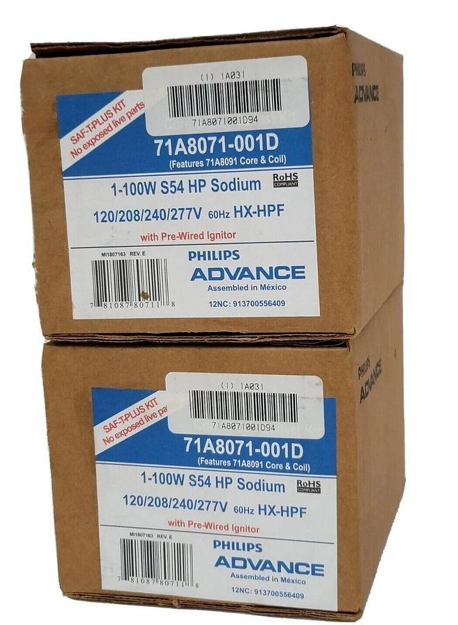 Used LOT OF 2 NIB PHILIPS ADVANCE 71A8071-001D CORE AND COIL BALLAST KITS 1-100W