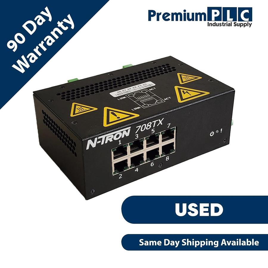 Used RED LION N-TRON 708TX INDUSTRIAL ETHERNET SWITCH 8-PORT 110/100BaseTX RJ-45