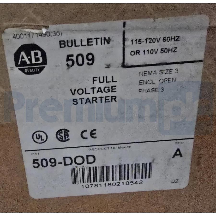 Allen Bradley 509-DOD /A NEMA Size 3 Non-Reversing Starter 90A 115/120V Coil NEW