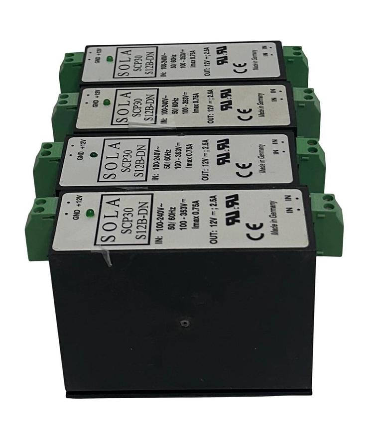 Used 4 EMERSON SOLA SCP30 S12B-DN / SCP30S12BDN SLIM POWER SUPPLIES 12V OUTPUT USNP