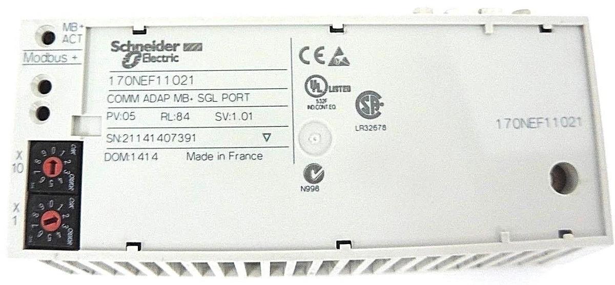 Used SCHNEIDER MODICON 170NEF11021 COMM ADAP MB+ SGL PORT PV: 05, RL: 84, SV: 1.01