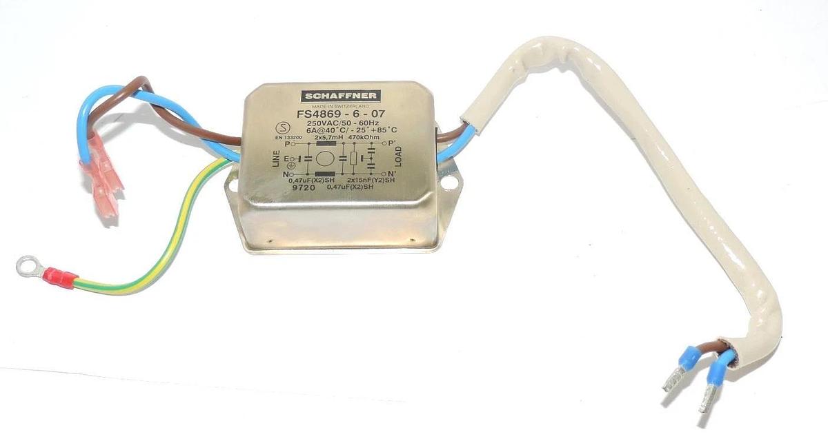 Used SCHAFFNER FS4869-6-07 LINE FILTER 250VAC 50-60HZ, FS4869607