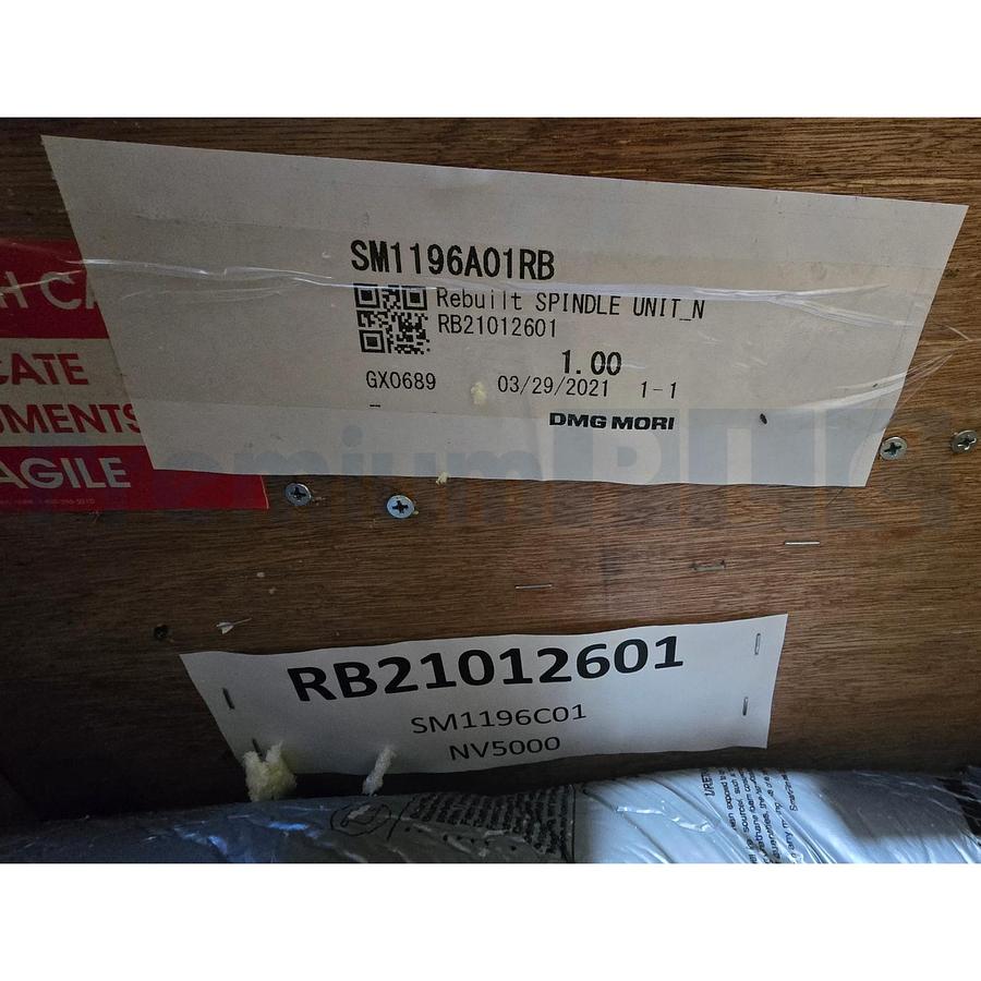 Used DMG MORI SEIKI SM1196A01RB / SM1196A01 / SM1196C01 NV5000 BT40 SPINDLE UNIT RBLT