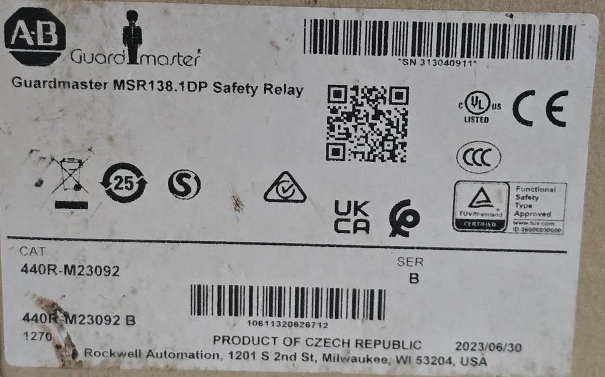 Allen-Bradley 440R-M23092 /B Guardmaster MSR138.1DP Safety Relay 24V AC/DC NSMP