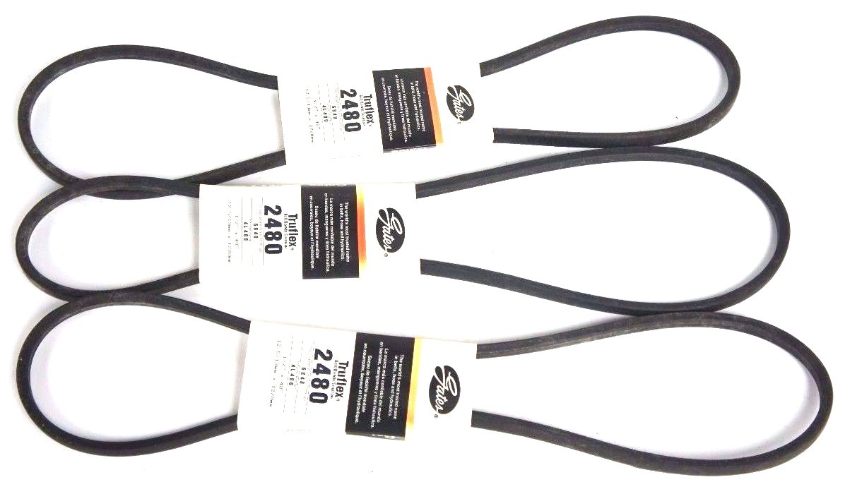 LOT OF 3 GATES 4L480 TRUFLEX V BELTS 2480 1/2" X 48"