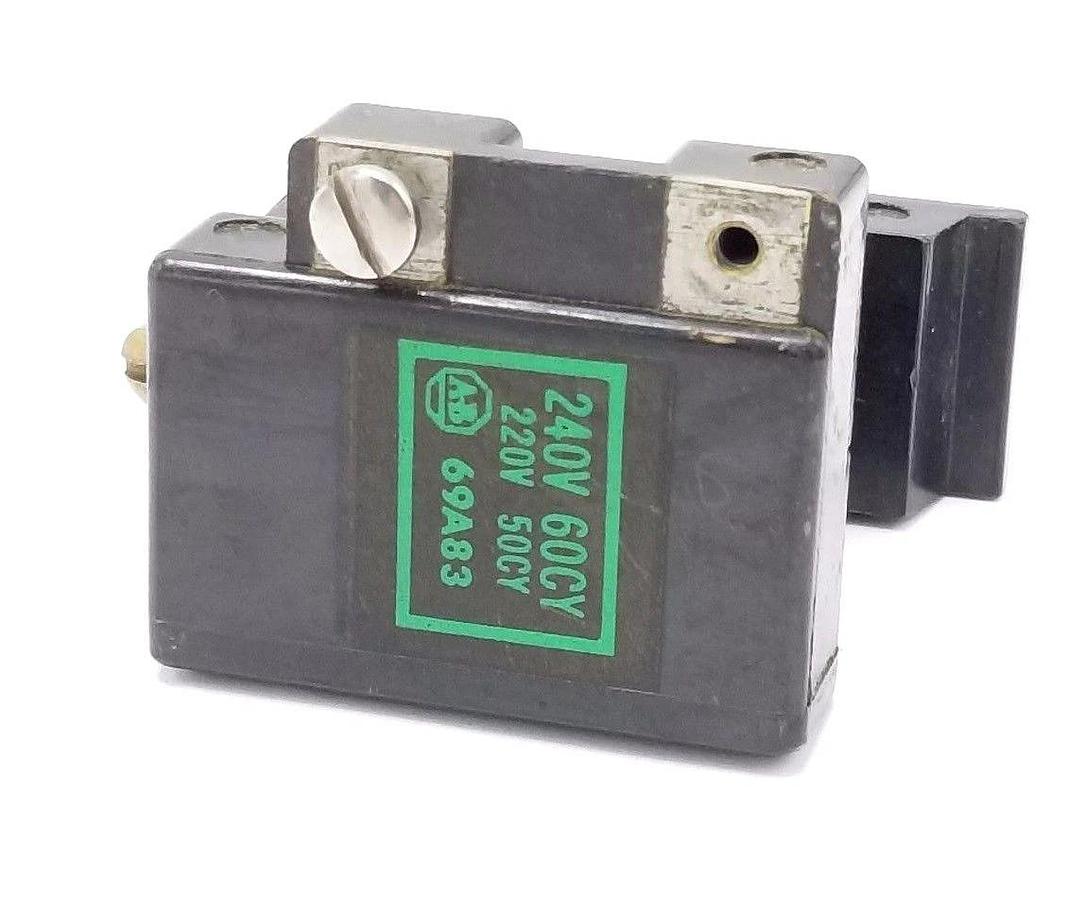 Used ALLEN BRADLEY 69A83 COIL 240 60CY, 220V 50CY (MISSING 1 SCREW)