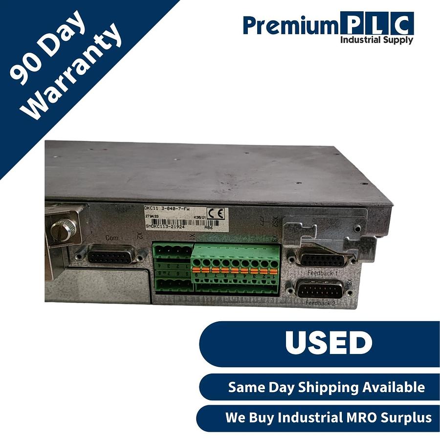 Used REXROTH INDRAMAT DKC11.3-040-7-FW ECODRIVE SERVO DRIVE R911279433 DKCXX.3-040-7