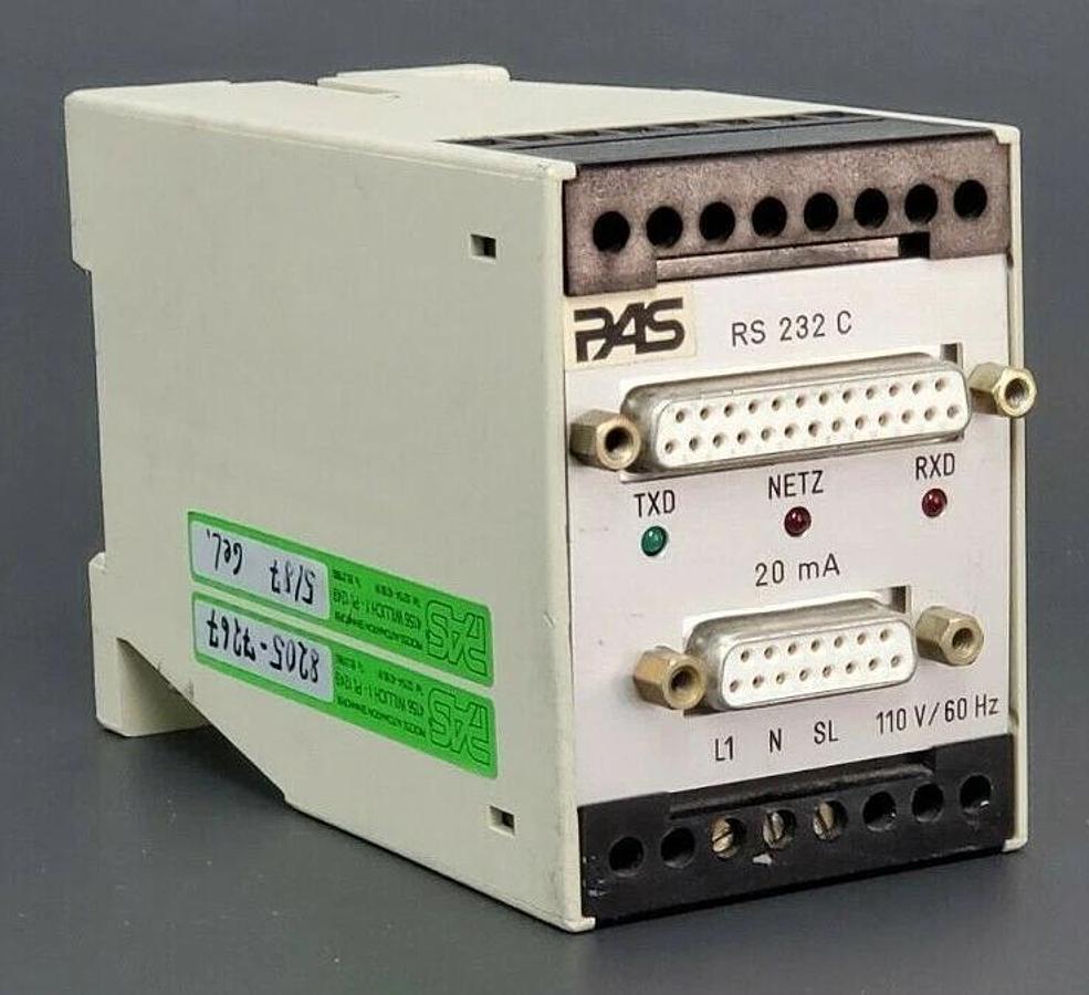 Used PAS PROCESS AUTOMATION SENNHOFER 8205-7267 MODULE, 110V, 60HZ, 20mA, RS-232-C